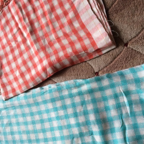 Set of two scarves, checker peach and mint , new - Picture 3 of 5